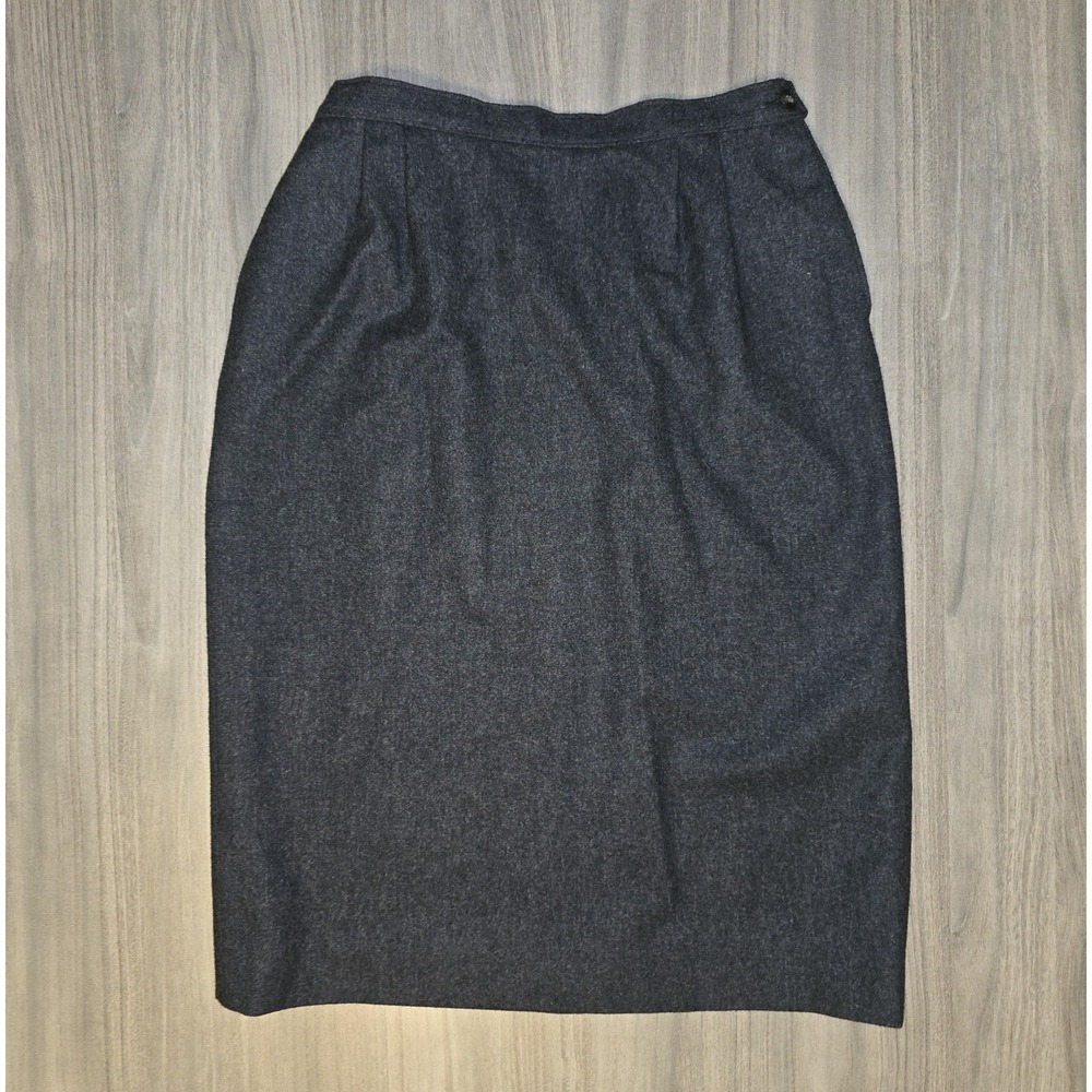 Vintage Pendleton 100% Virgin Wool Gray Pencil Skirt Classic Luxury Preppy Sz 14